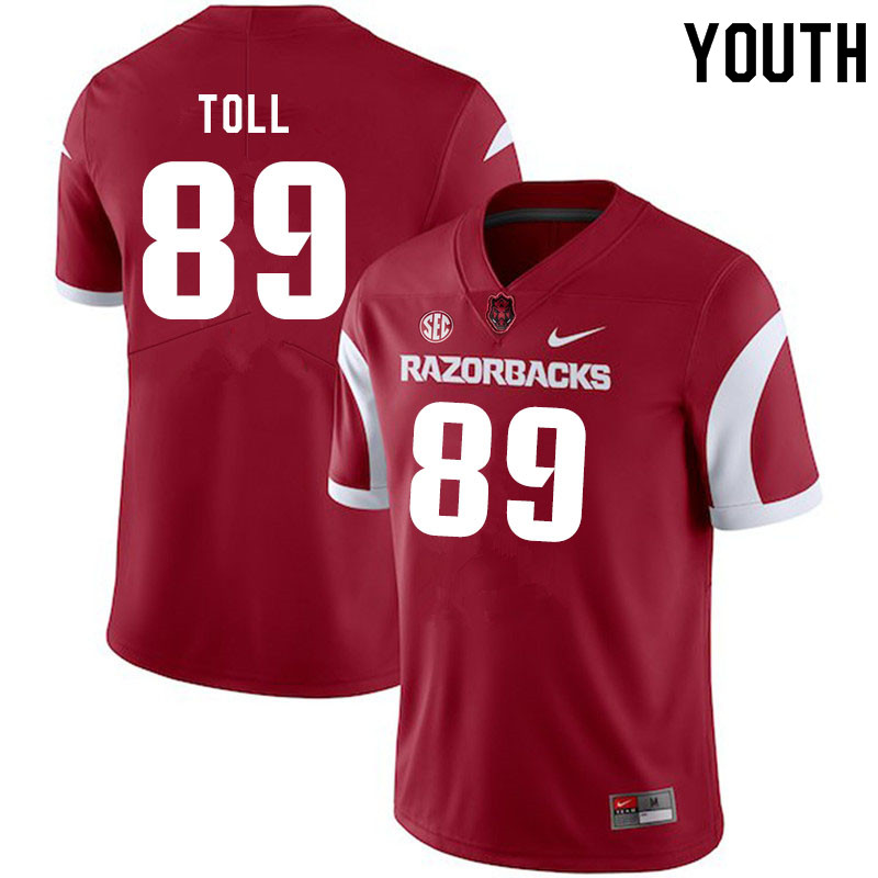 Youth #89 Blayne Toll Arkansas Razorbacks College Football Jerseys Sale-Cardinal